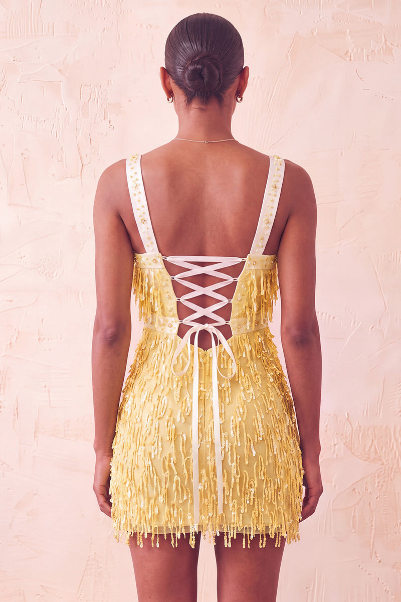 Laden Sie das Bild in den Galerie-Viewer, Braunes Bodycon Pailletten Fransen Kurzes Abendkleid mit Strass