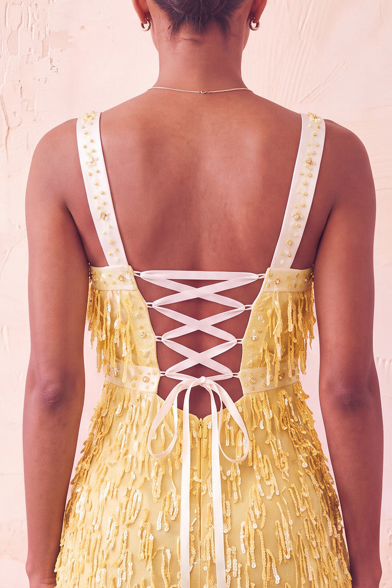 Laden Sie das Bild in den Galerie-Viewer, Braunes Bodycon Pailletten Fransen Kurzes Abendkleid mit Strass
