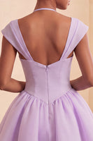 Laden Sie das Bild in den Galerie-Viewer, Mintgrünes A-Linie Einreihiges Kurzes Abendkleid mit Mützenärmeln