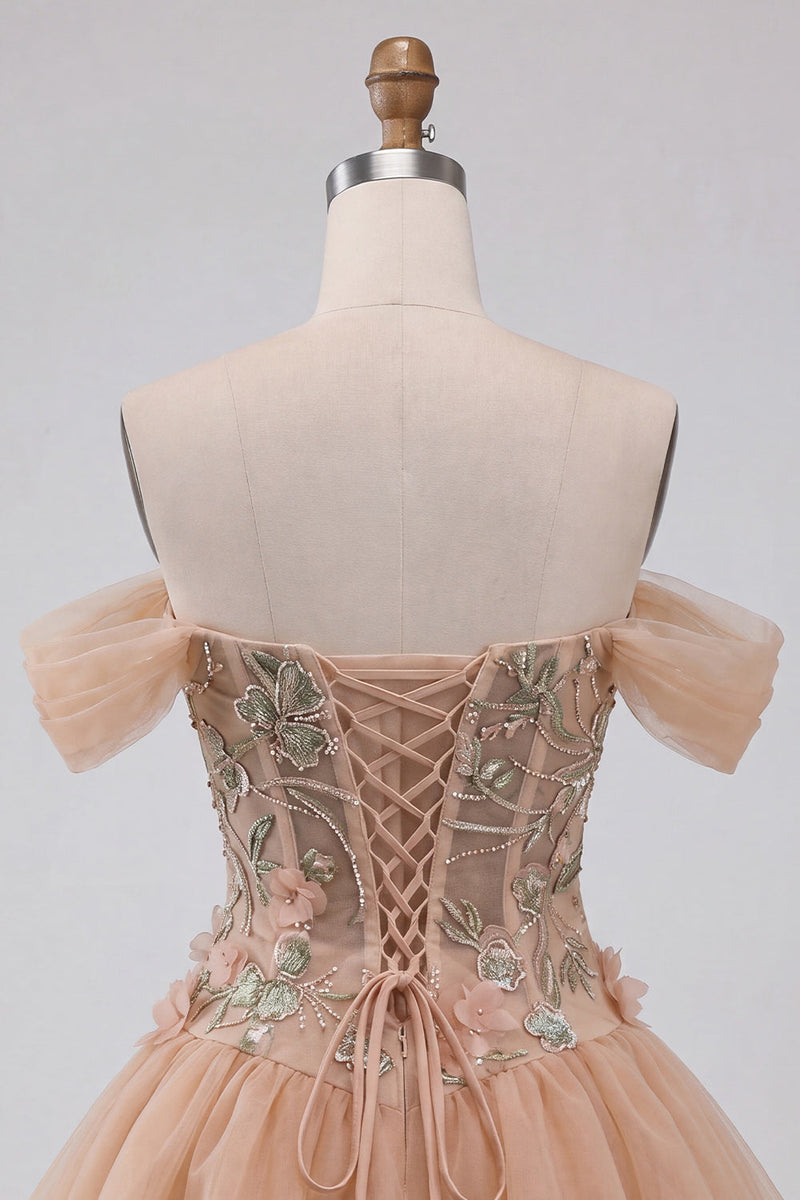 Laden Sie das Bild in den Galerie-Viewer, A-Linie Rosa Korsett Kurzes Abendkleid mit Schnürung hinten