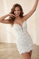 Laden Sie das Bild in den Galerie-Viewer, Ivory Sweetheart Short Bodycon Homecoming-Kleid mit Pailletten