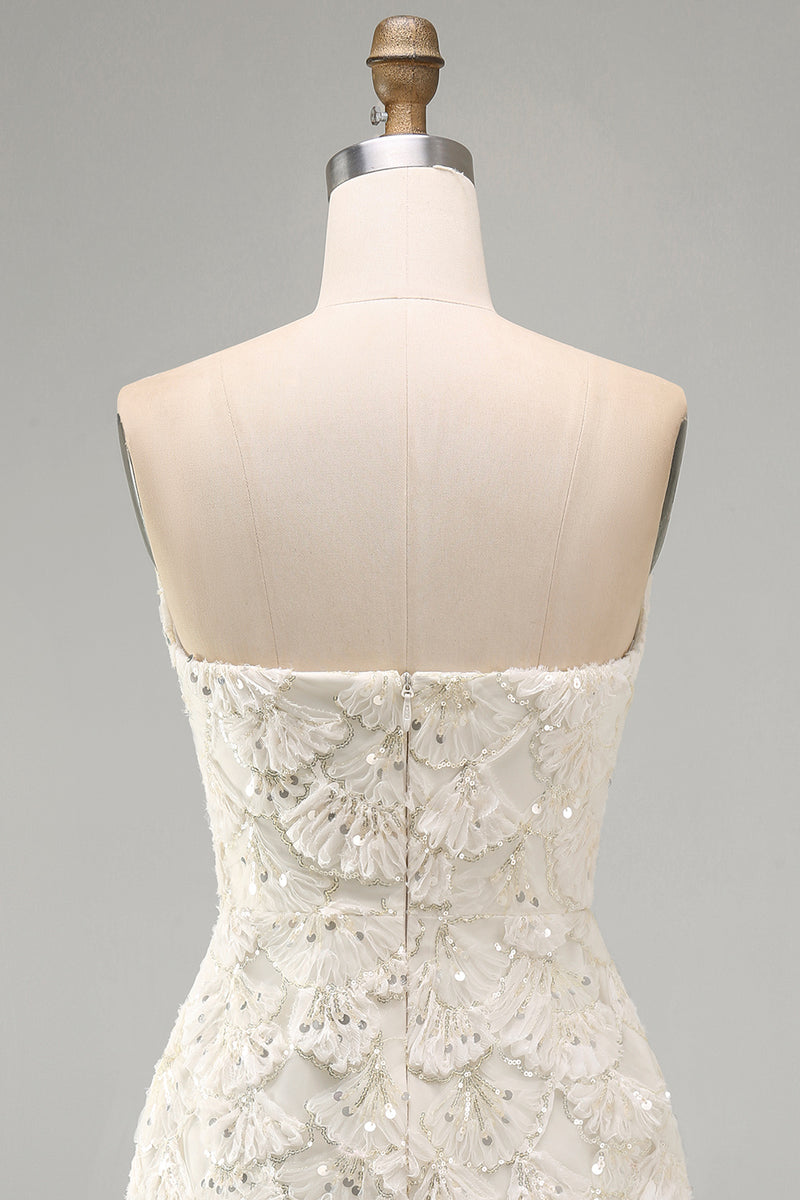 Laden Sie das Bild in den Galerie-Viewer, Ivory Sweetheart Bodycon Kurzes Abendkleid mit Pailletten