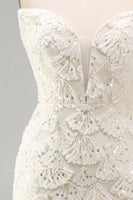 Laden Sie das Bild in den Galerie-Viewer, Ivory Sweetheart Bodycon Kurzes Abendkleid mit Pailletten