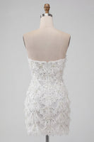 Laden Sie das Bild in den Galerie-Viewer, Ivory Sweetheart Short Bodycon Homecoming-Kleid mit Pailletten