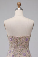 Laden Sie das Bild in den Galerie-Viewer, Sweetheart Dusty Sage Bodycon Floral Sheer Korsett Kurzes Homecoming-Kleid mit Perlen