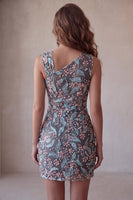 Laden Sie das Bild in den Galerie-Viewer, Schwarzes Bodycon-Floral-Falten-Kurzes Homecoming-Kleid mit Stickerei