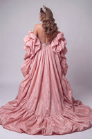 Laden Sie das Bild in den Galerie-Viewer, Sweetheart Pink Meerjungfrau-Korsett Pailletten Langes Pageant-Kleid mit Rüschen-Schleppe