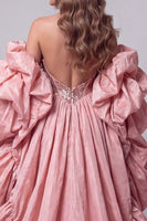 Laden Sie das Bild in den Galerie-Viewer, Sweetheart Pink Meerjungfrau-Korsett Pailletten Langes Pageant-Kleid mit Rüschen-Schleppe