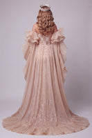 Laden Sie das Bild in den Galerie-Viewer, Champagner-Sweetheart Meerjungfrauen-Pailletten Langes Pageant-Kleid mit Schleppe