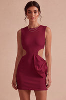 Laden Sie das Bild in den Galerie-Viewer, Bodycon Rundhals Ausgeschnitten Kleines weißes Kleid mit Schleife