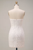 Laden Sie das Bild in den Galerie-Viewer, Sweetheart Weißes Floral Bodycon Standesamt Kleid