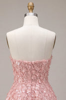 Laden Sie das Bild in den Galerie-Viewer, Rosa A-Line Sweetheart 3D Flower Short Homecoming-Kleid mit Rüschen