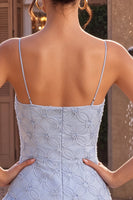 Laden Sie das Bild in den Galerie-Viewer, Blauer Bodycon Rüschen Kurzes Abendkleid mit Spaghettiträgern