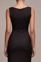 Laden Sie das Bild in den Galerie-Viewer, Schwarzes Meerjungfrauen-Ärmelloses, langes Festkleid mit Cowl-Neck