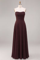 Laden Sie das Bild in den Galerie-Viewer, Dark Coffee Sweetheart A-Line Chiffon Lange Festkleid