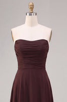 Laden Sie das Bild in den Galerie-Viewer, Dark Coffee Sweetheart A-Line Chiffon Lange Festkleid