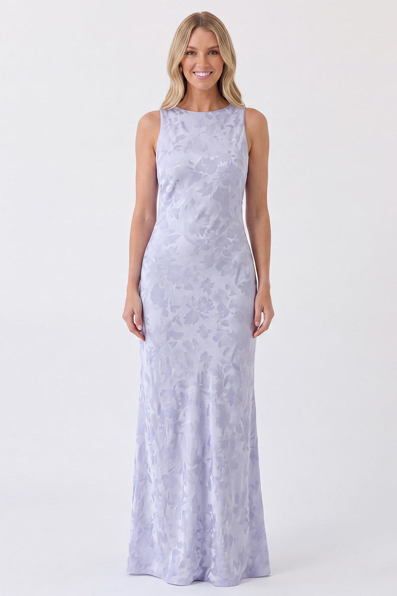 Laden Sie das Bild in den Galerie-Viewer, Salbei-Blumen-Bateau-Hals, Meerjungfrauen-Meerjungfrauenkleid ohne Rücken, lange Brautjungfern