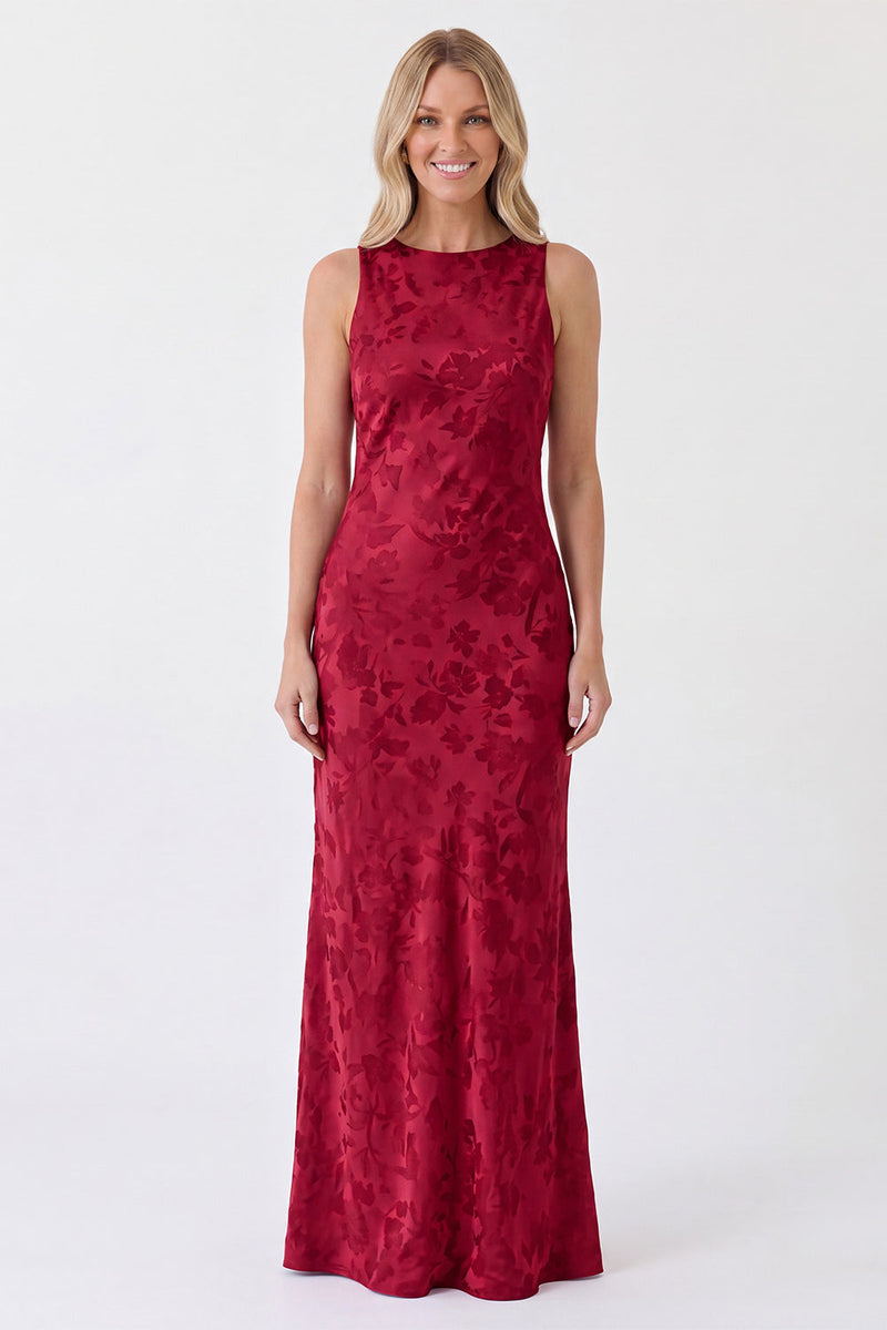 Laden Sie das Bild in den Galerie-Viewer, Salbei-Blumen-Bateau-Hals, Meerjungfrauen-Meerjungfrauenkleid ohne Rücken, lange Brautjungfern