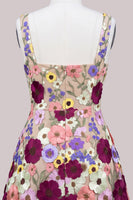 Laden Sie das Bild in den Galerie-Viewer, A-Linie Quadrathals Rosa Kurzes Abendkleid mit Applikationen