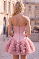 Laden Sie das Bild in den Galerie-Viewer, Trägerloses Korsett Bubble-Hem Geblümtes A-Linie Kurzes Abendkleid