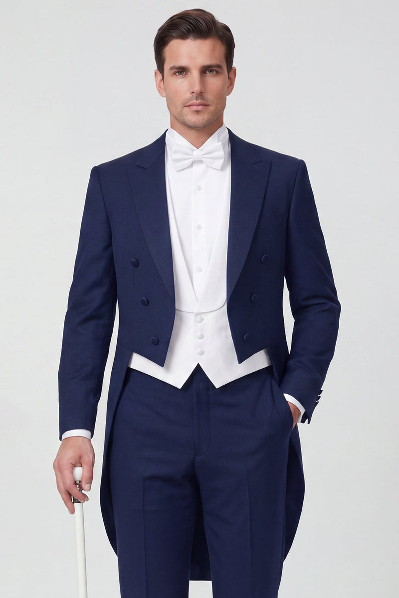 Laden Sie das Bild in den Galerie-Viewer, Black Peak Revers 3-teilige einreihige Herrenabschlussballanzüge