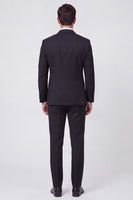 Laden Sie das Bild in den Galerie-Viewer, Schal-Revers zweiteilige schwarze doppelreihige Herrenballanzüge mit Perlen
