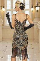Laden Sie das Bild in den Galerie-Viewer, Glitzerndes Pailletten Bodycon Midi Kleid der 1920er Jahre mit Fransensaum
