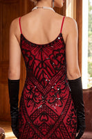 Laden Sie das Bild in den Galerie-Viewer, Glitzerndes Pailletten Bodycon Midi Kleid der 1920er Jahre mit Fransensaum