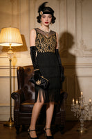 Laden Sie das Bild in den Galerie-Viewer, Gold Bestickter Flapper Fransen Kostüm Great Gatsby Partykleid der 1920er Jahre