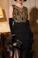 Laden Sie das Bild in den Galerie-Viewer, Gold Bestickter Flapper Fransen Kostüm Great Gatsby Partykleid der 1920er Jahre
