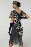 Laden Sie das Bild in den Galerie-Viewer, Vintage Paillettenfransen Great Gatsby Flapper Kleid aus den 1920er Jahren