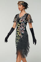 Laden Sie das Bild in den Galerie-Viewer, Vintage Paillettenfransen Great Gatsby Flapper Kleid aus den 1920er Jahren