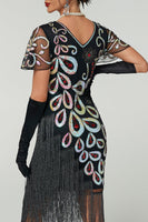 Laden Sie das Bild in den Galerie-Viewer, Vintage Paillettenfransen Great Gatsby Flapper Kleid aus den 1920er Jahren