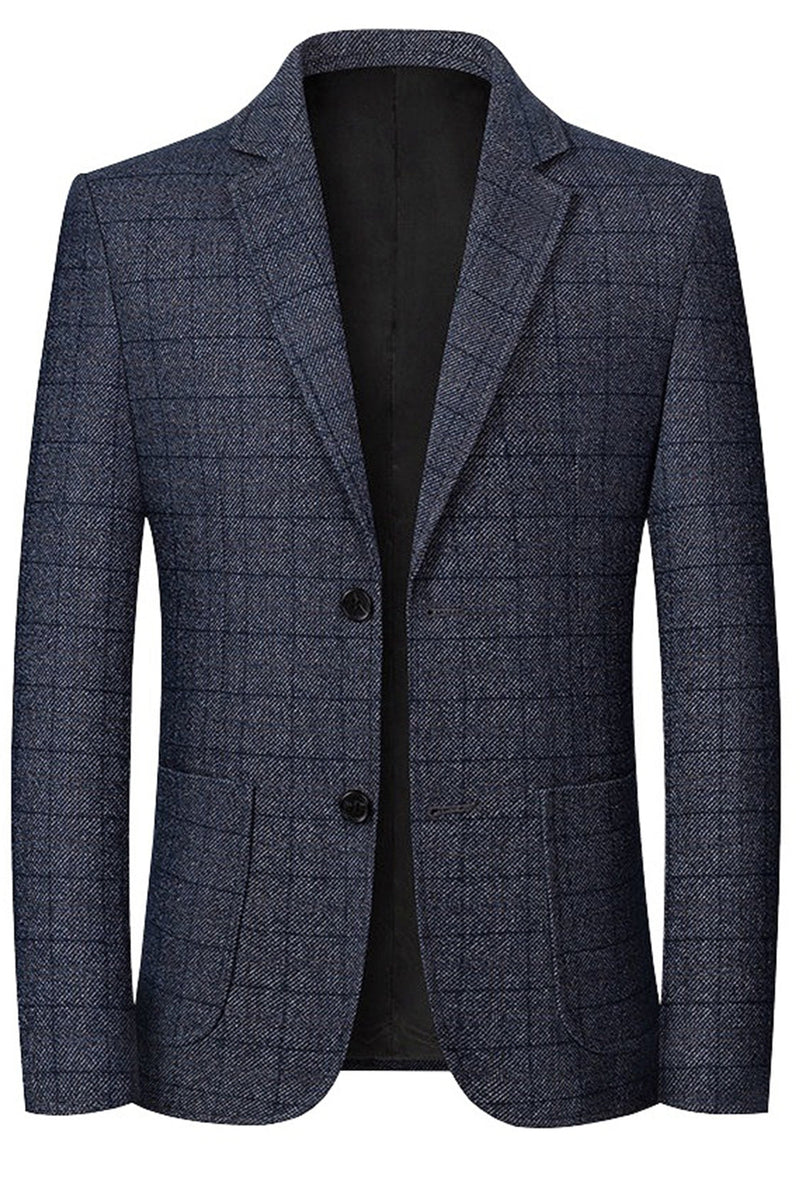 Laden Sie das Bild in den Galerie-Viewer, Navy Notch Revers einreihige Herren-Prom-Blazerjacke
