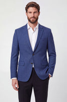 Laden Sie das Bild in den Galerie-Viewer, Blaue einreihige Herrenjacke mit Notch-Revers