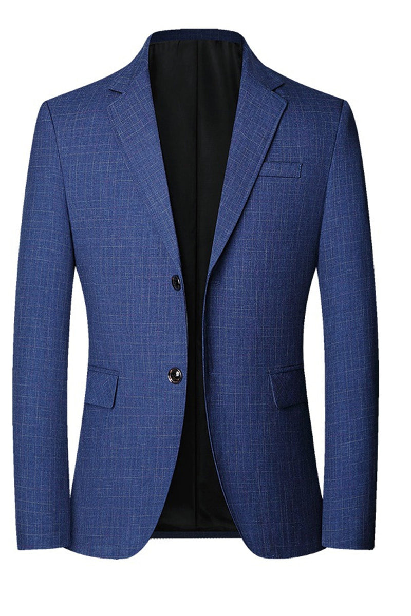 Laden Sie das Bild in den Galerie-Viewer, Blaue einreihige Herrenjacke mit Notch-Revers