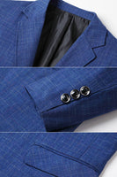 Laden Sie das Bild in den Galerie-Viewer, Blaue einreihige Herrenjacke mit Notch-Revers