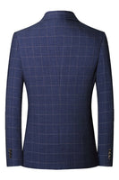 Laden Sie das Bild in den Galerie-Viewer, Blaue einreihige Herrenjacke mit Notch-Revers