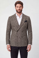 Laden Sie das Bild in den Galerie-Viewer, Brown Peak Revers Doppelreihige Herren-Abschlussball-Jacke