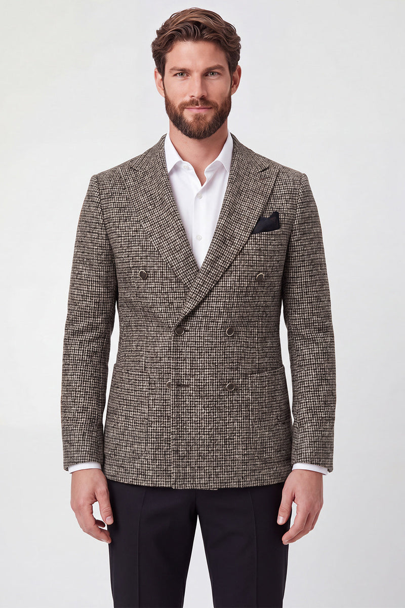 Laden Sie das Bild in den Galerie-Viewer, Brown Peak Revers Doppelreihige Herren-Abschlussball-Jacke