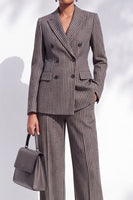 Laden Sie das Bild in den Galerie-Viewer, Brown Peak Nadelstreifen Doppelreihige Damenanzüge mit Taschen