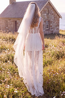 Laden Sie das Bild in den Galerie-Viewer, Weißes Korsett Sweetheart Maxi Elopement Hochzeitskleid mit Spitze