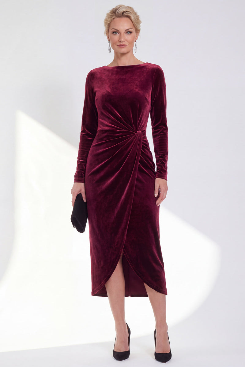 Laden Sie das Bild in den Galerie-Viewer, Marineblaue Scheide Samt Gerafftes Mutterkleid der Braut