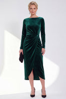 Laden Sie das Bild in den Galerie-Viewer, Marineblaue Scheide Samt Gerafftes Mutterkleid der Braut