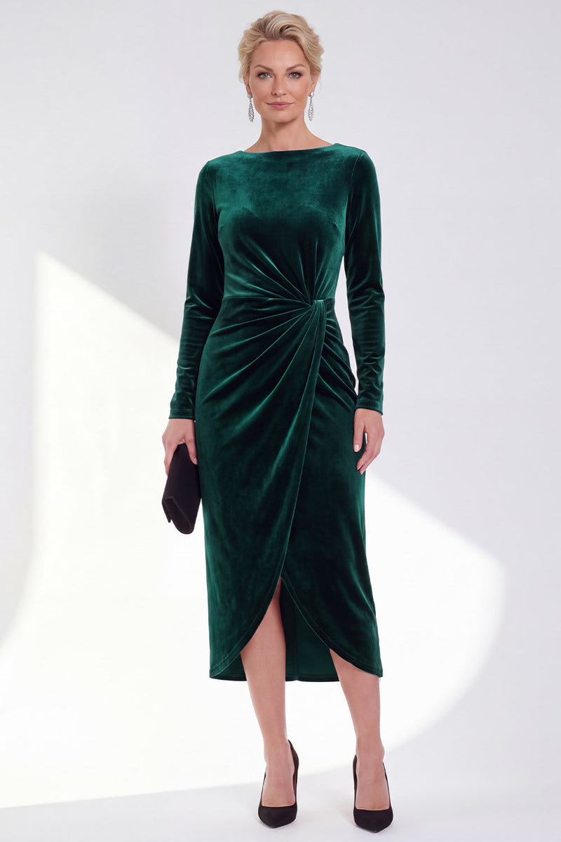 Laden Sie das Bild in den Galerie-Viewer, Marineblaue Scheide Samt Gerafftes Mutterkleid der Braut