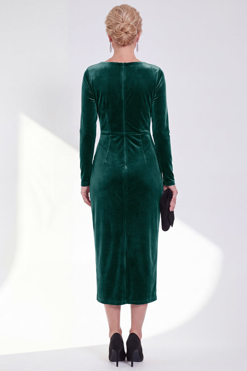 Laden Sie das Bild in den Galerie-Viewer, Marineblaue Scheide Samt Gerafftes Mutterkleid der Braut