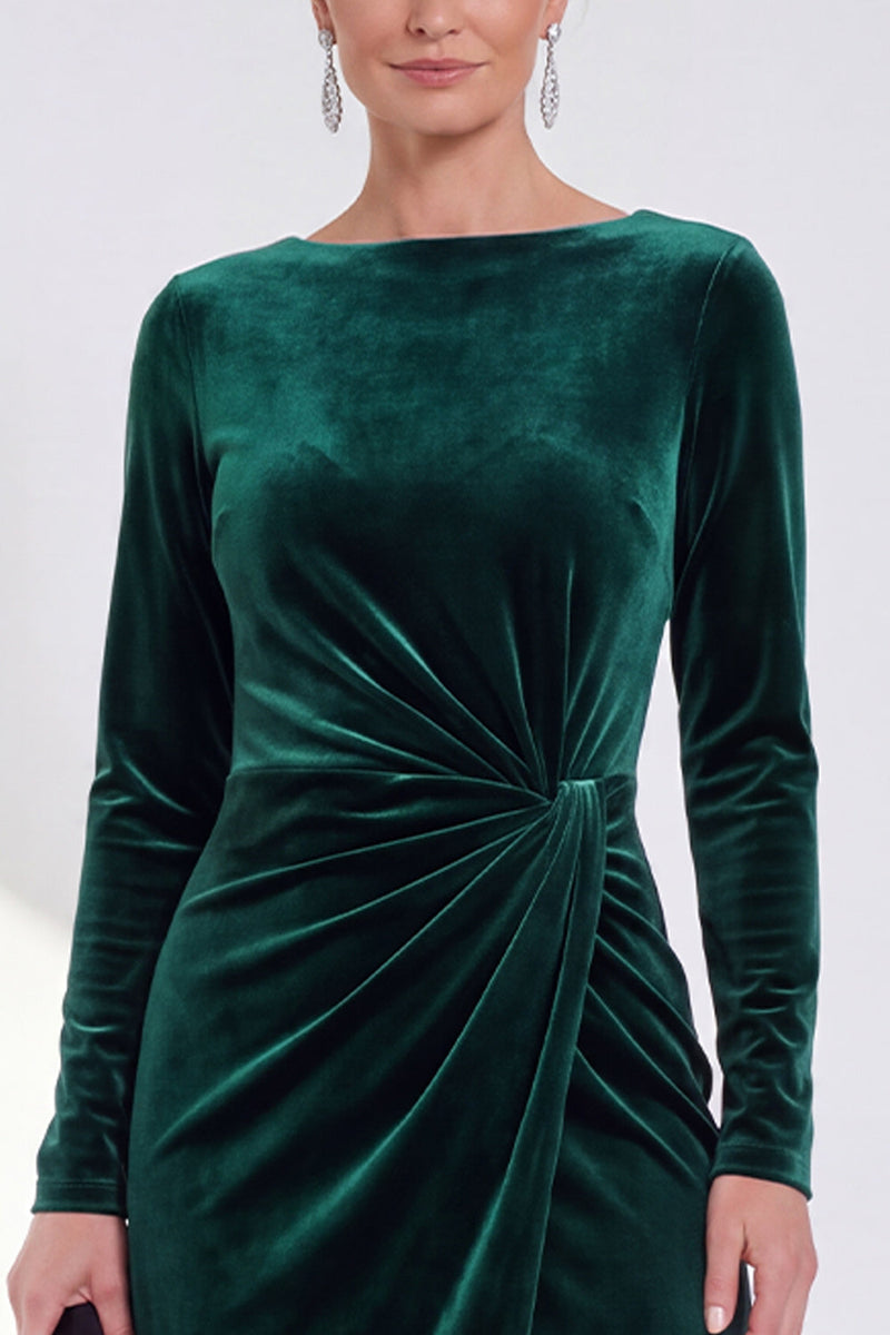Laden Sie das Bild in den Galerie-Viewer, Marineblaue Scheide Samt Gerafftes Mutterkleid der Braut