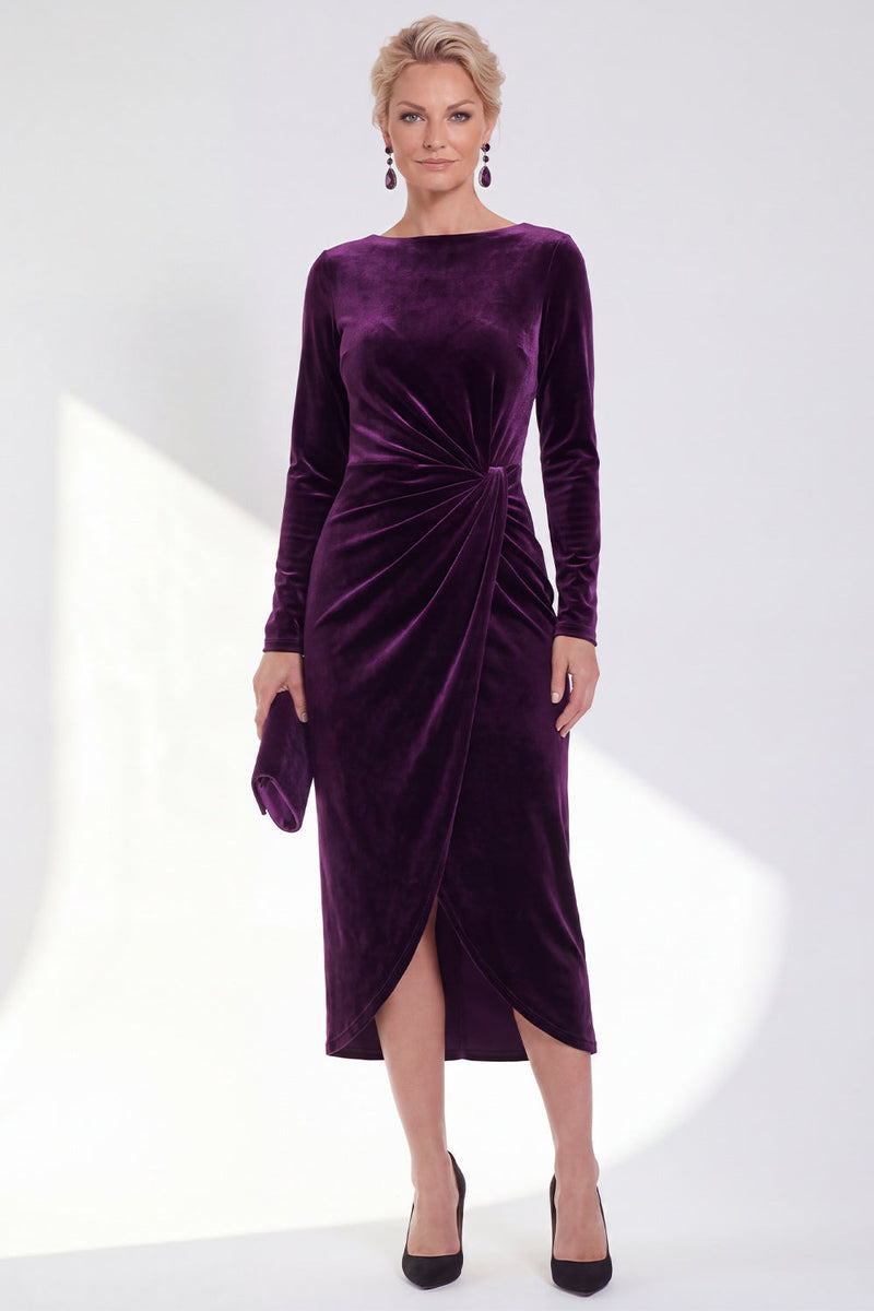 Laden Sie das Bild in den Galerie-Viewer, Marineblaue Scheide Samt Gerafftes Mutterkleid der Braut