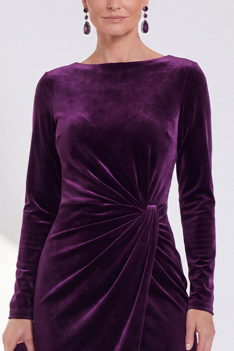 Laden Sie das Bild in den Galerie-Viewer, Marineblaue Scheide Samt Gerafftes Mutterkleid der Braut