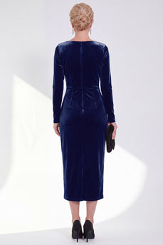 Marineblaue Scheide Samt Gerafftes Mutterkleid der Braut